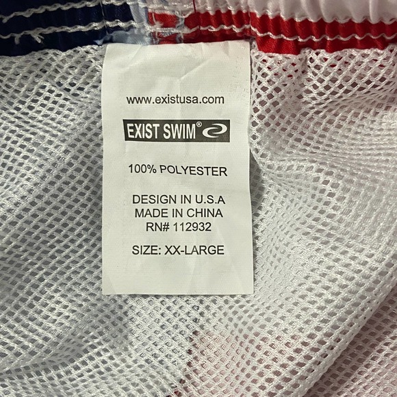 Exist Swim Men's XXL Swim Trunks American Flag Print 3 Pocket Drawstring NEW - Picture 10 of 11